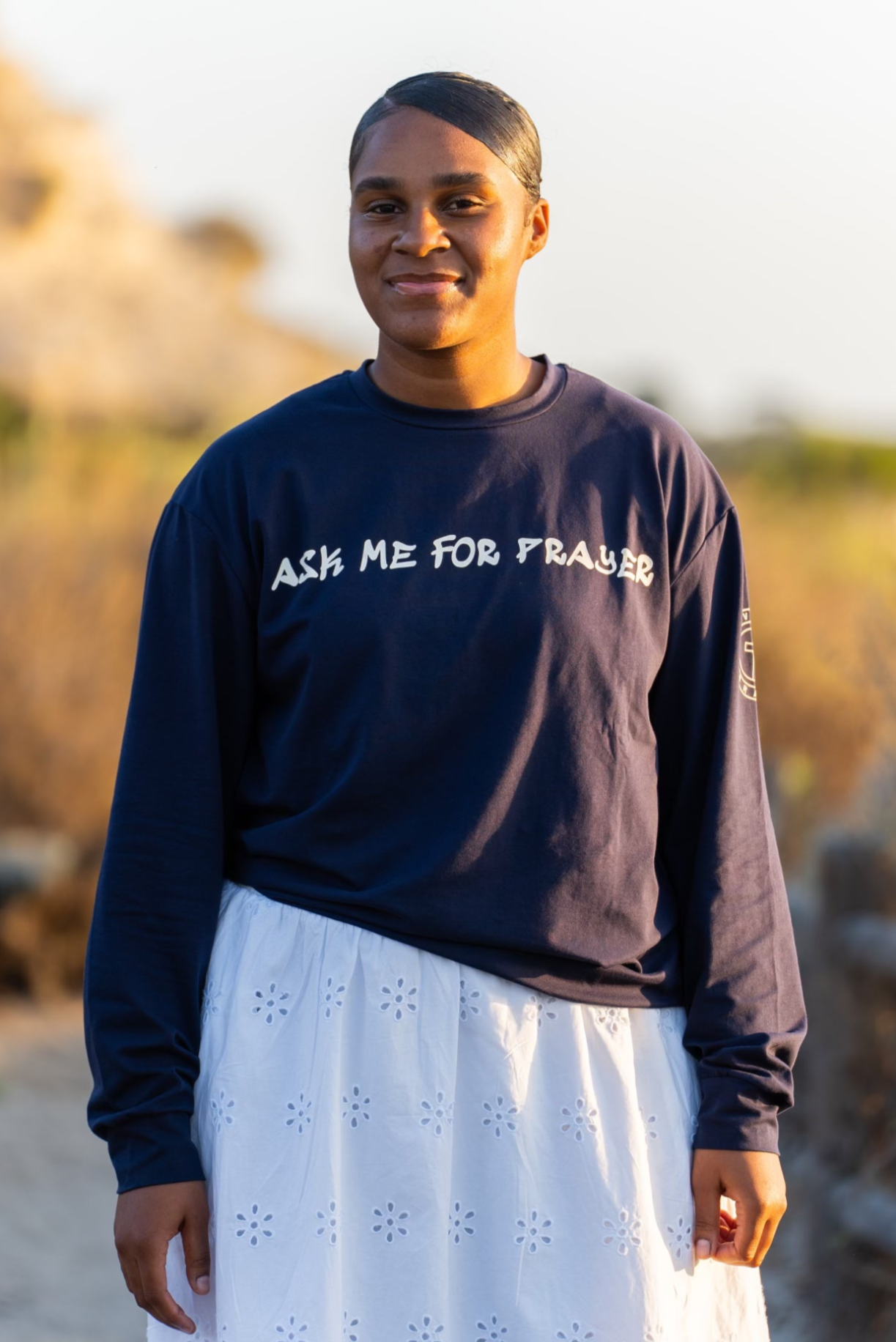T-shirt à manches longues « Demandez-moi une prière »