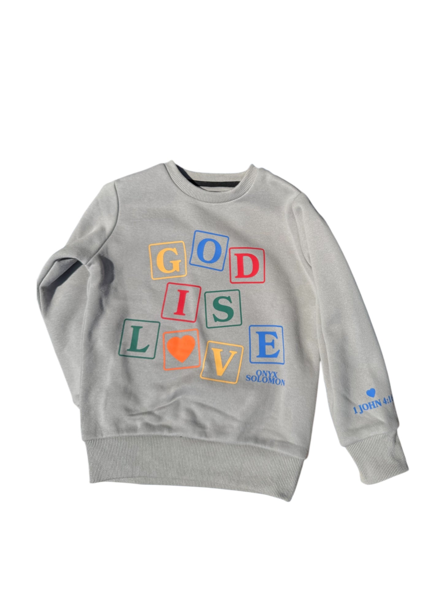 Kids God Is Love Sweater - oynx solomon collection