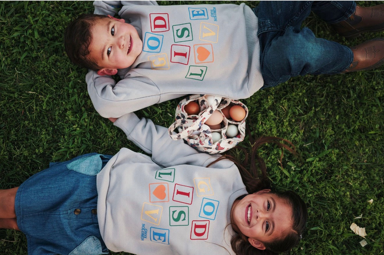 Kids God Is Love Sweater - oynx solomon collection