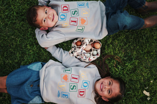 Kids God Is Love Sweater - oynx solomon collection