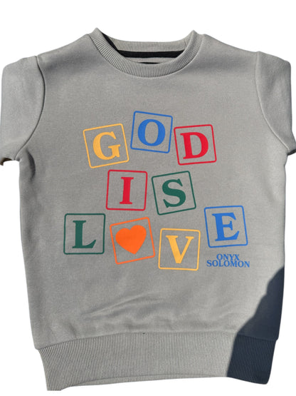 Kids God Is Love Sweater - oynx solomon collection