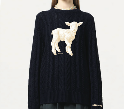 Knitted Lamb Christmas Sweater